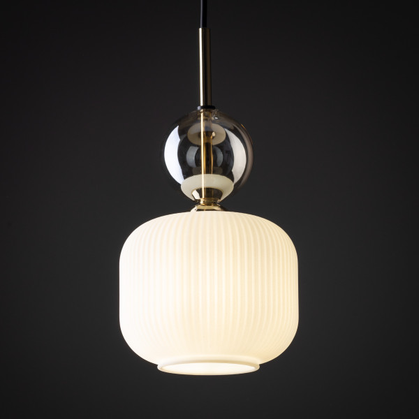 Lampa Wisząca Tk Lighting Sophia Koniakowa Kulka Biały Ryflowany Klosz