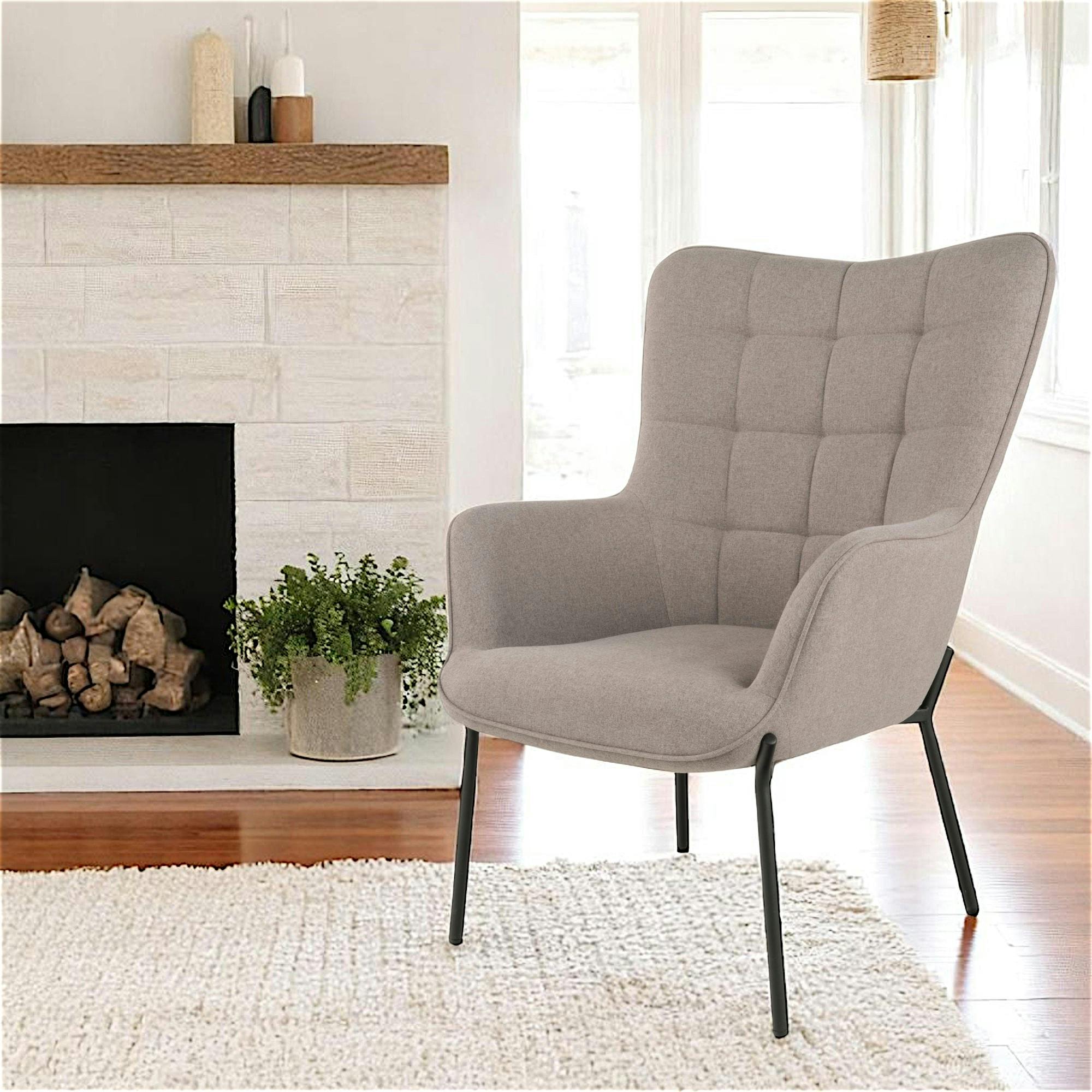 Fauteuil gris minéral moderne avec piqures BERLIN