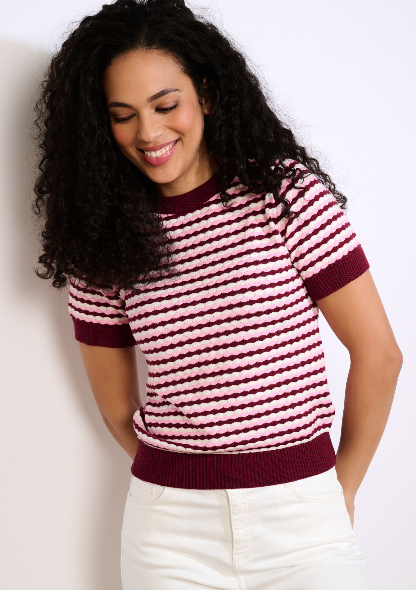 Gebreide top met korte mouw