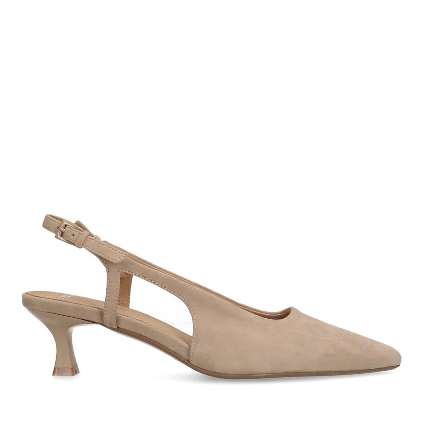 Manfield Beige suède slingback pumps