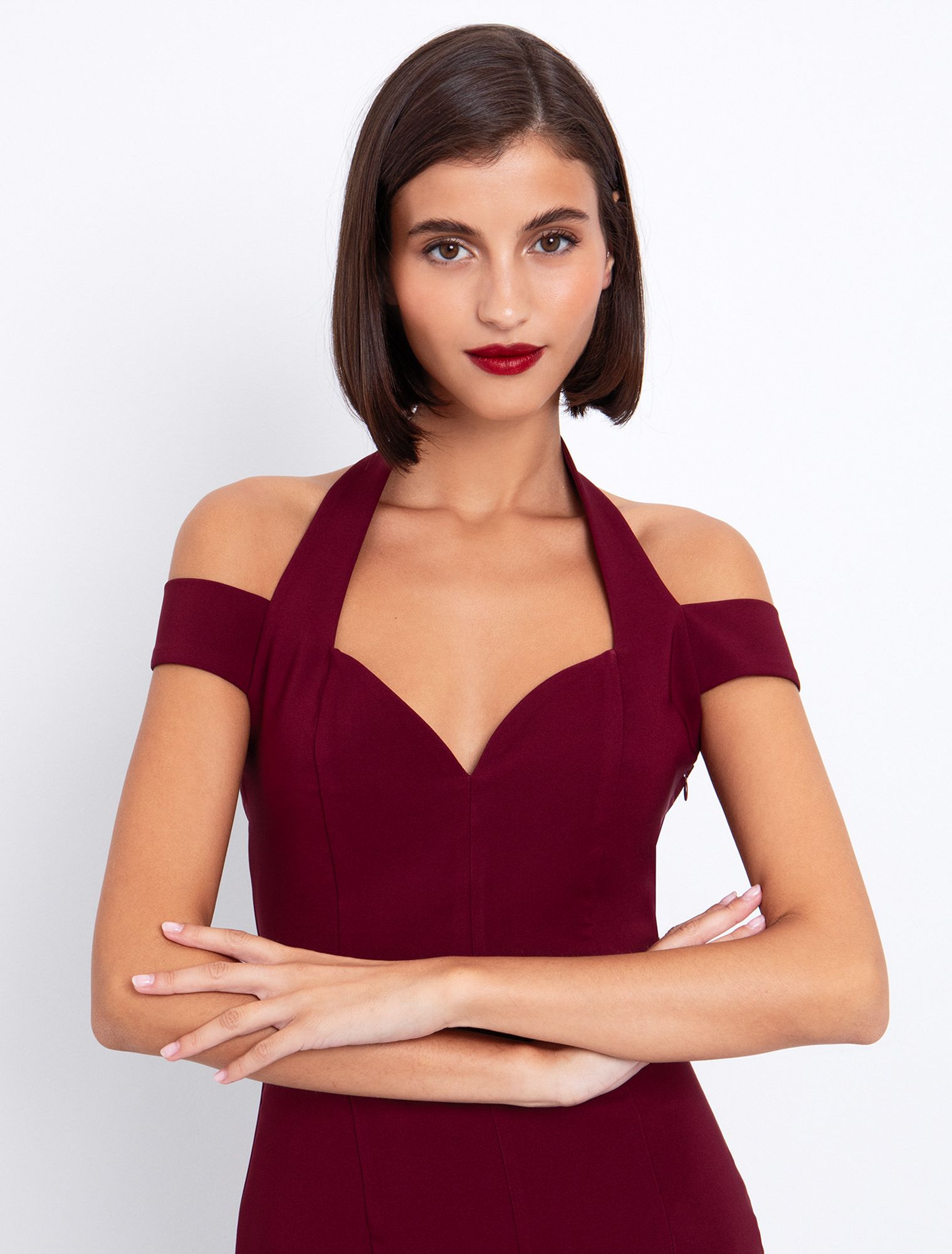 Pencil φόρεμα με χιαστί πλάτη