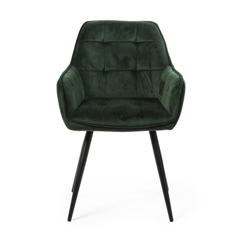 Eetkamerstoel velvet met armleuning - groen - 87x56.5x43 cm