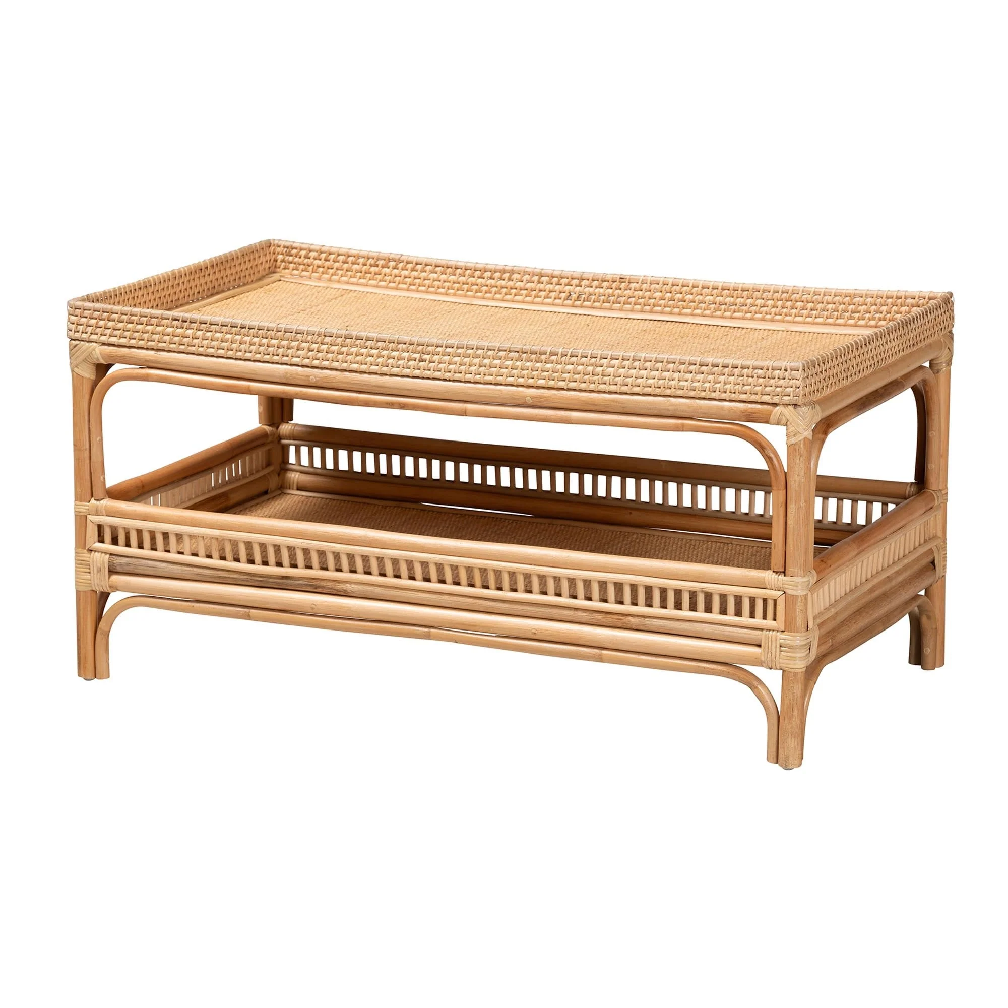 Lombok Modern Bohemian Natural Rattan Coffee Table