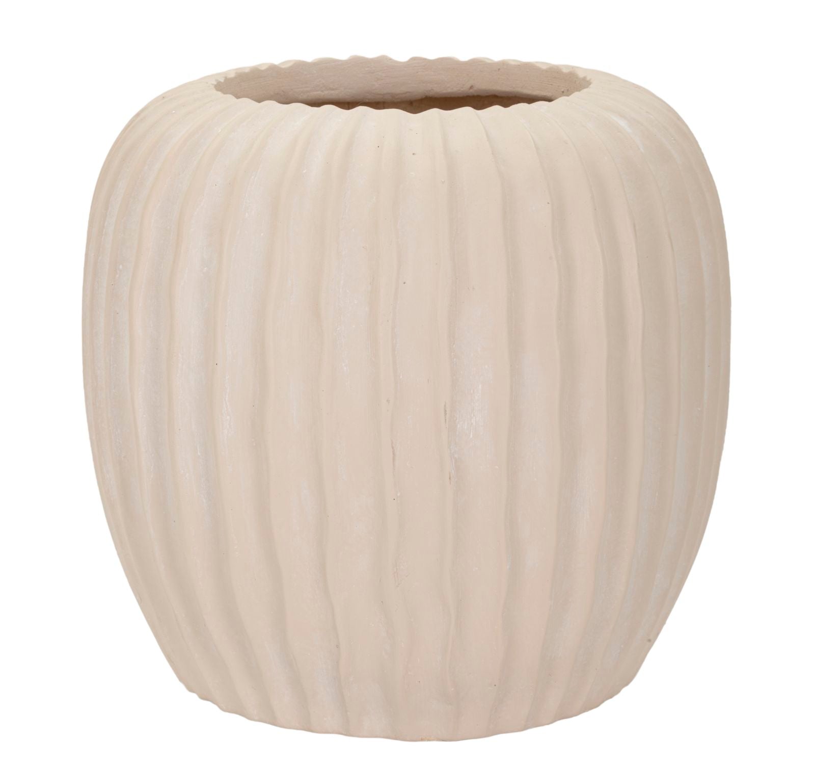 Crèmekleurige magnesium vaas, ø 26,5x26 cm