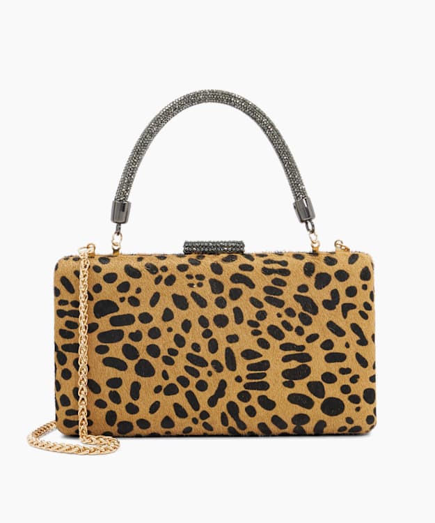 Beaut Leopard - Diamante Handle Evening Bag
