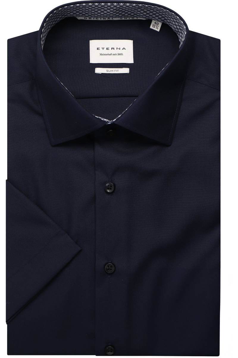 ETERNA Slim Fit Hemd marine, Einfarbig