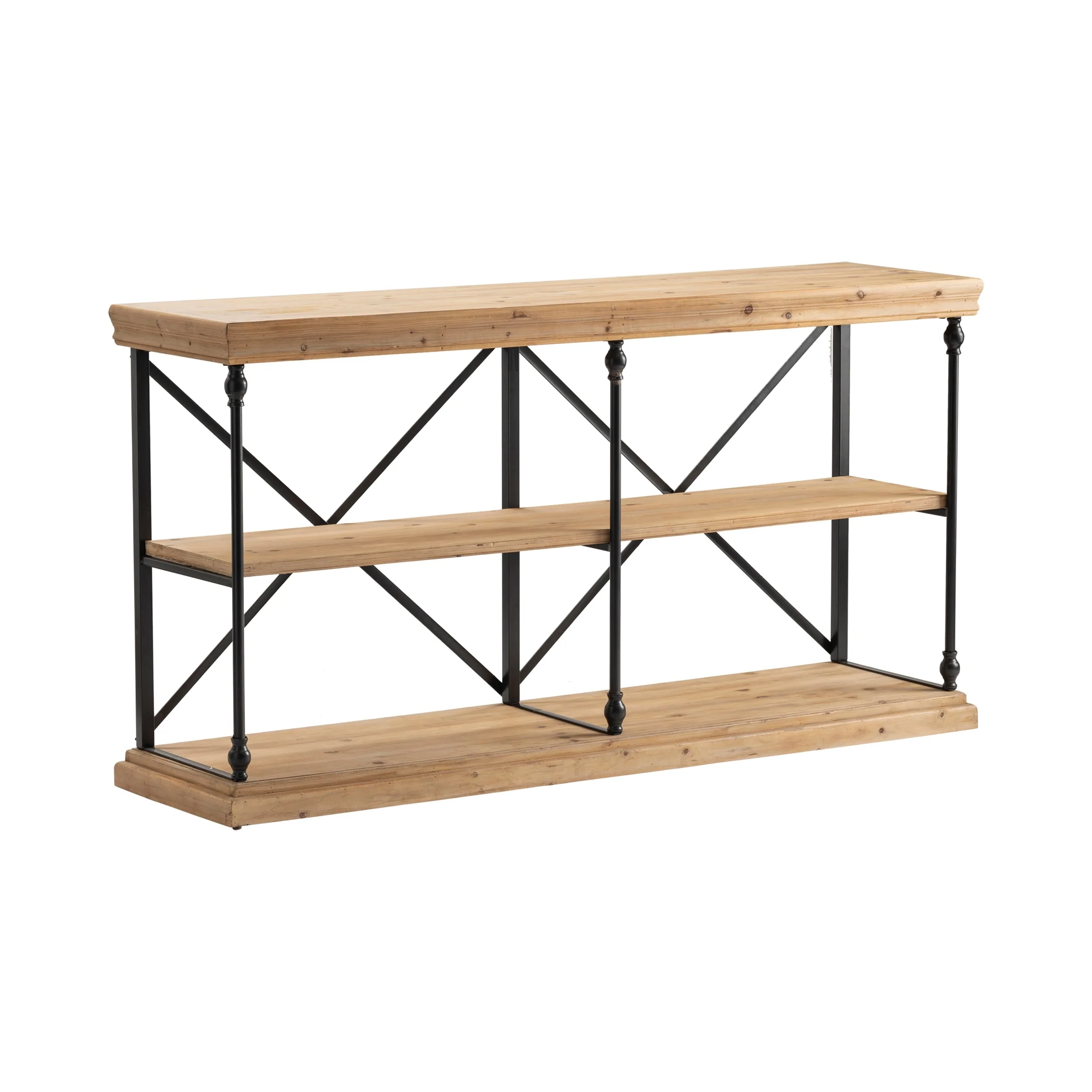 La Salle Metal and Fir Wood Console Table - 64 x 17 x 34