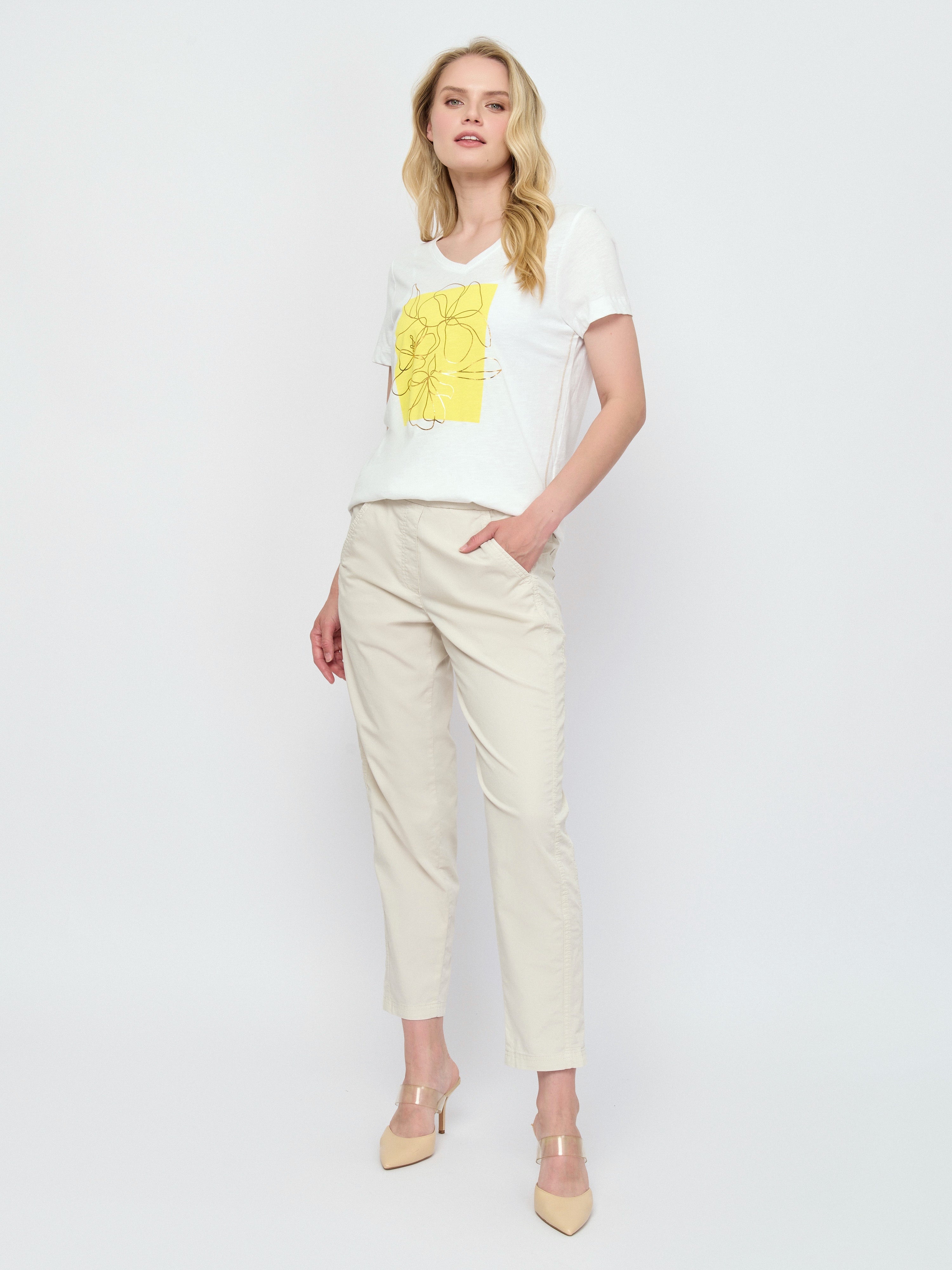 Pull-on Cotton Pant - Beige