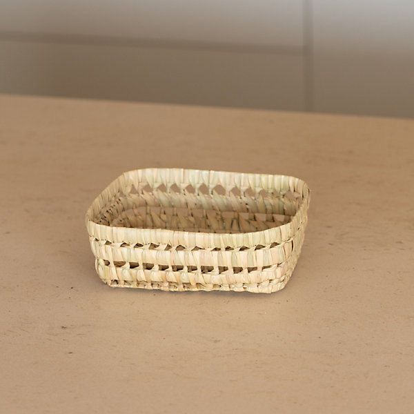 Panier rectangle en feuille de palmier (12x18 cm - Naturel)