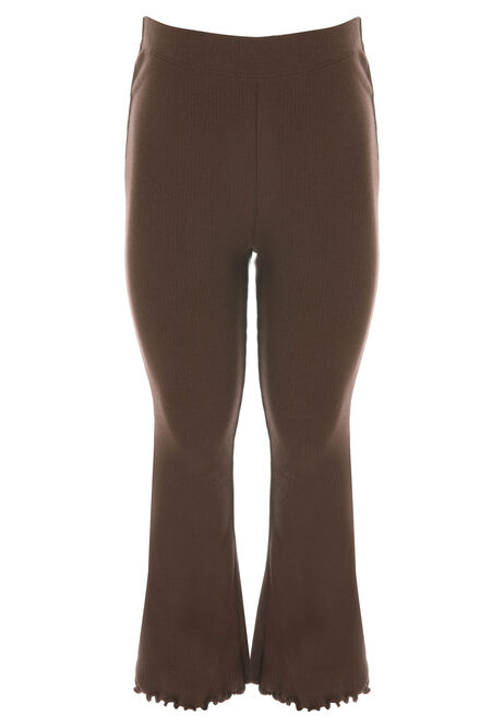 Girls Brown Plain Bootcut Leggings