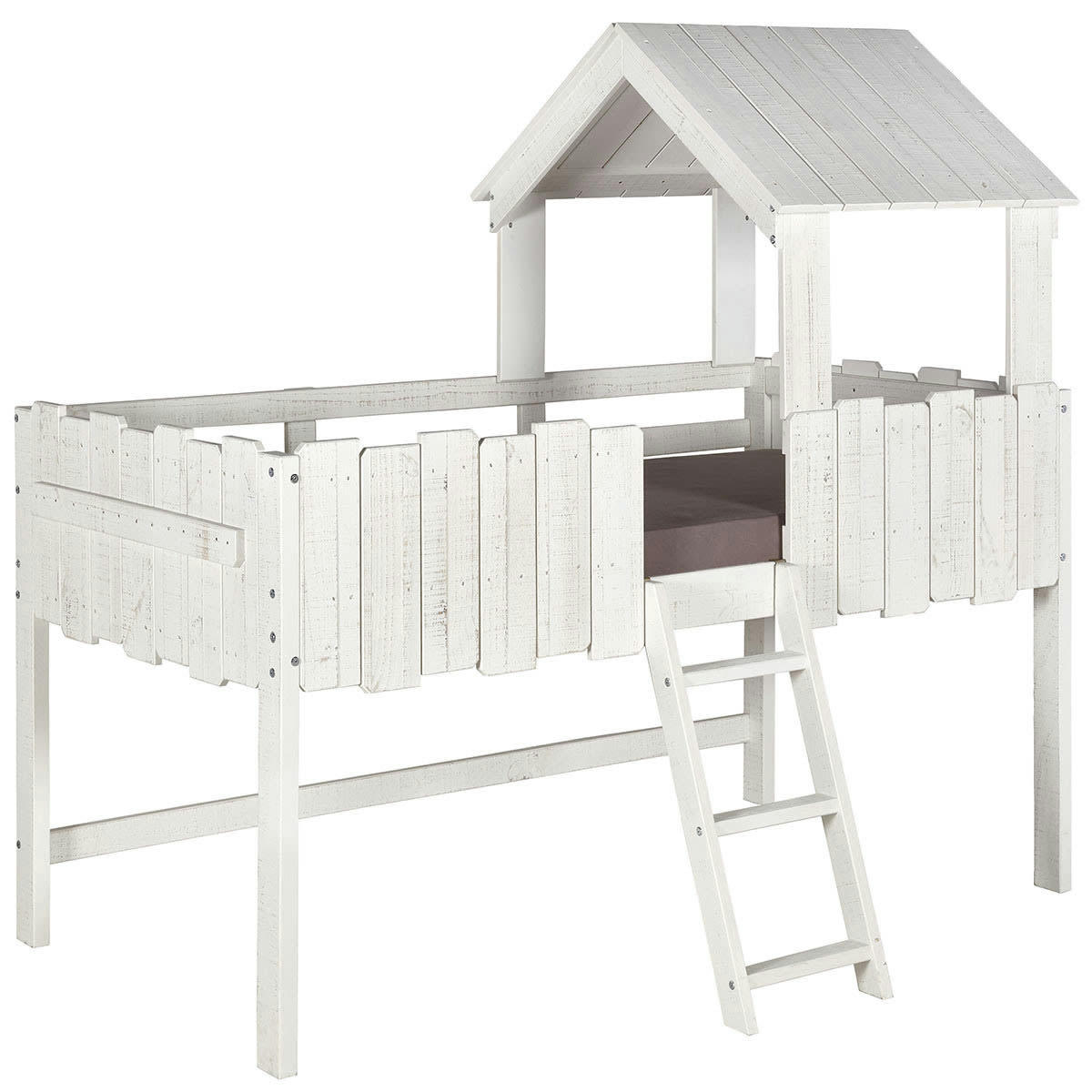 DONNIE - Lit cabane 90x190 cm bois massif blanc