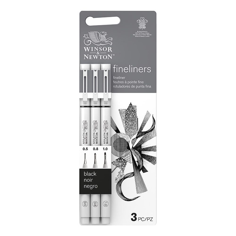 FINELINER TUSJ WINSOR & NEWTON BIG SVART 3STK