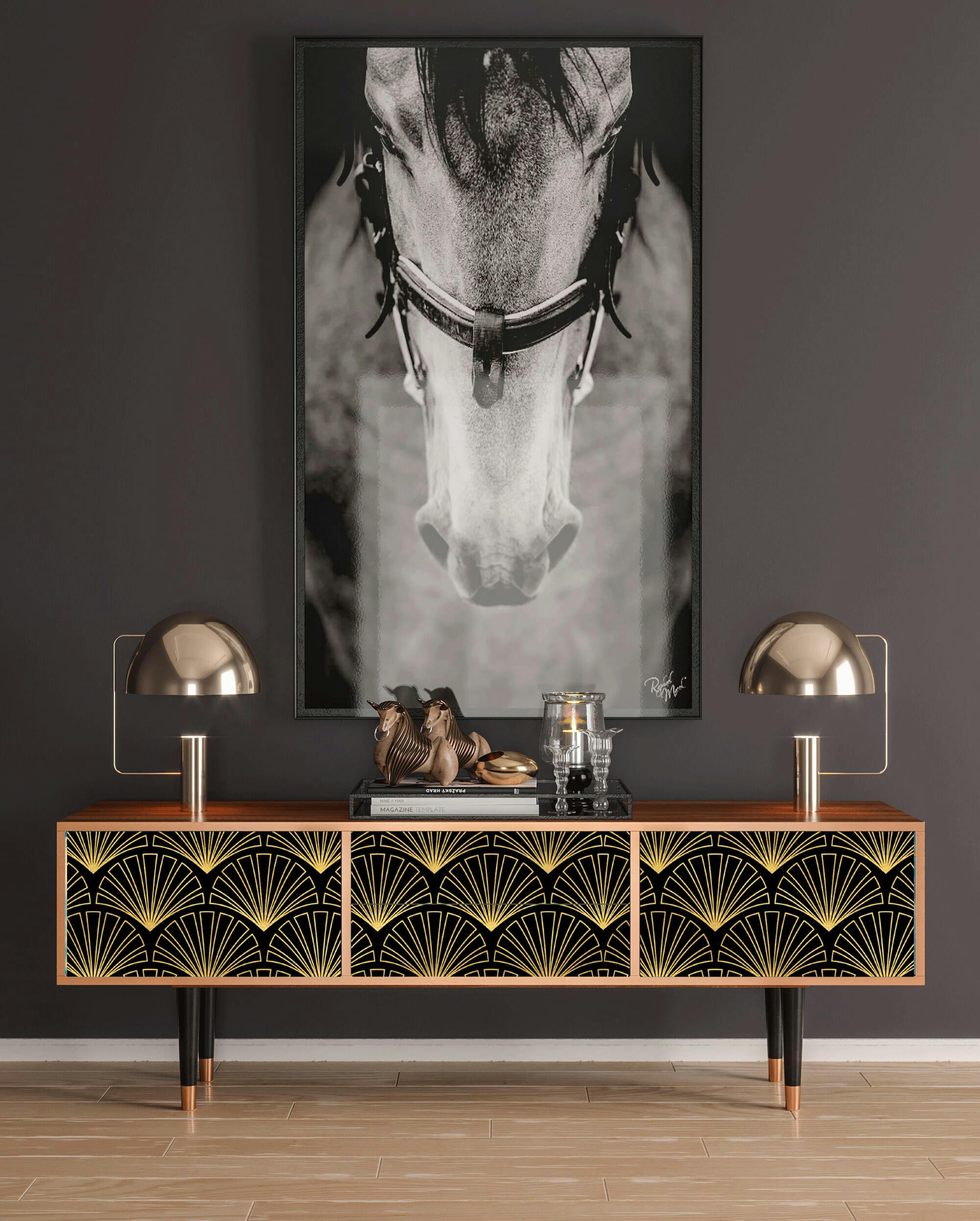 BIRD OF JUNO - Meuble TV  noir 2 tiroirs et 2 portes L 170 cm