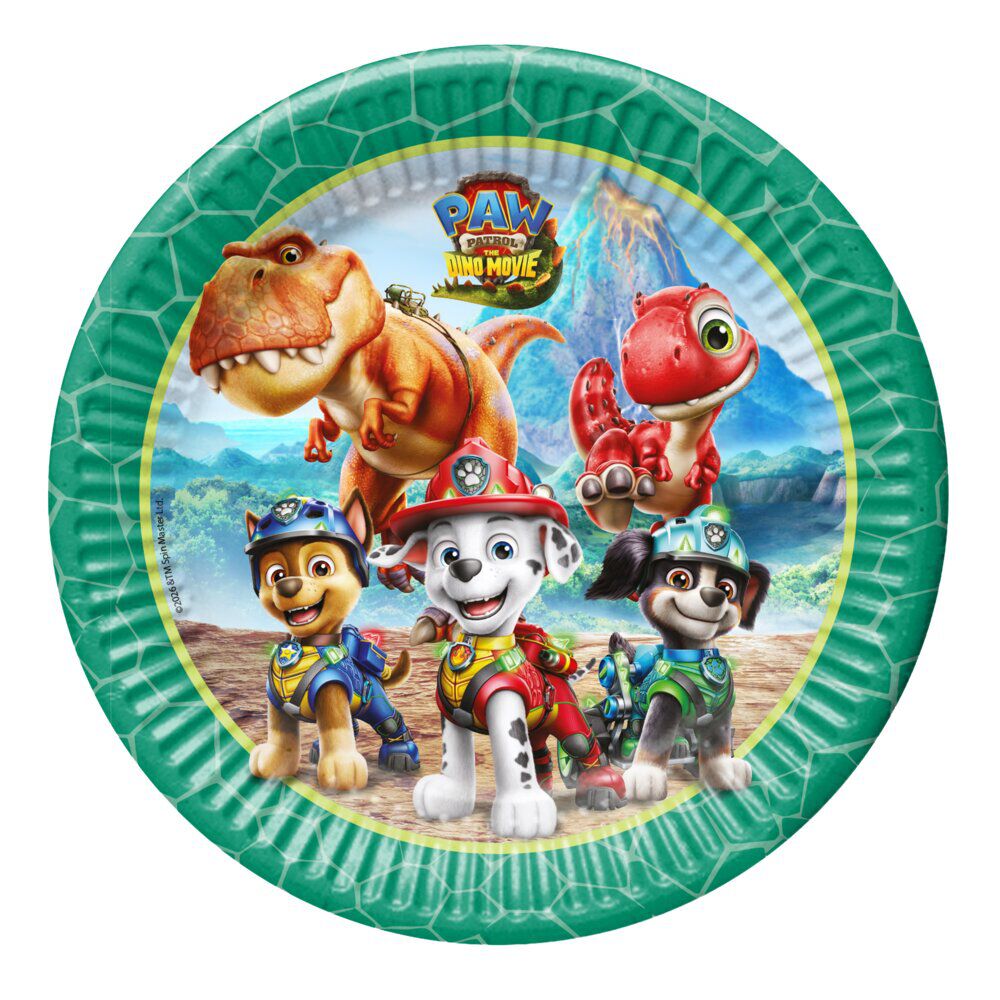 Assiette carton x8 Pat Patrouille dinosaure Ø23cm