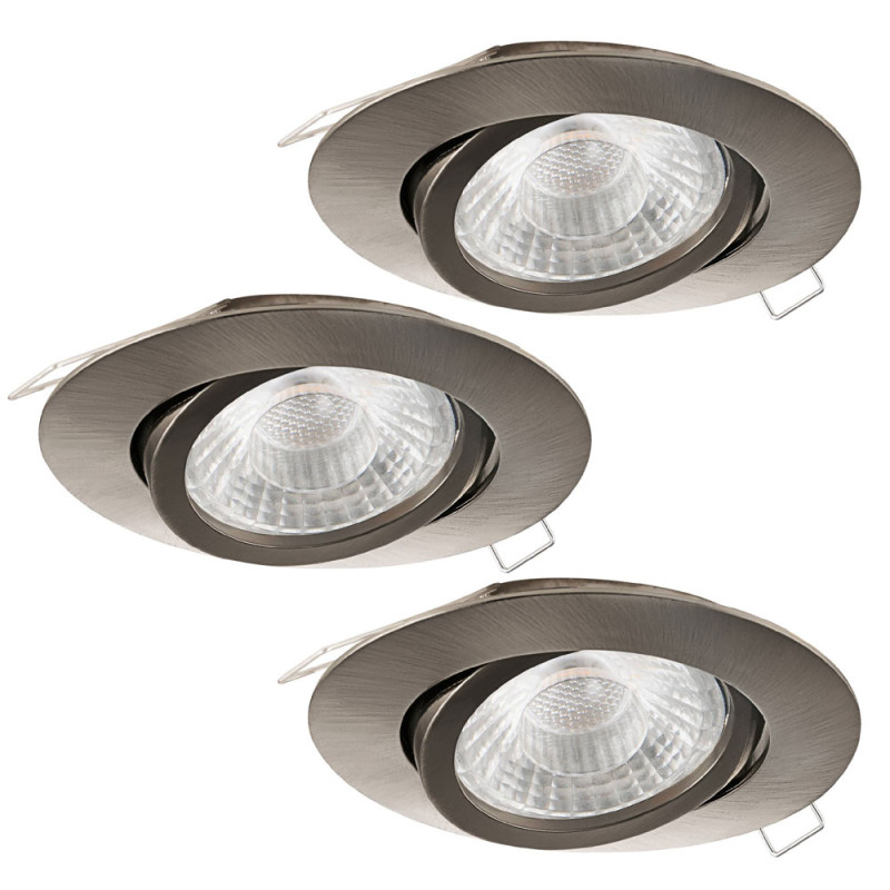 Spot encastrable Tedo 1 acier inoxydable Ø 8 cm GU10 3 x 4,8 W EGLO