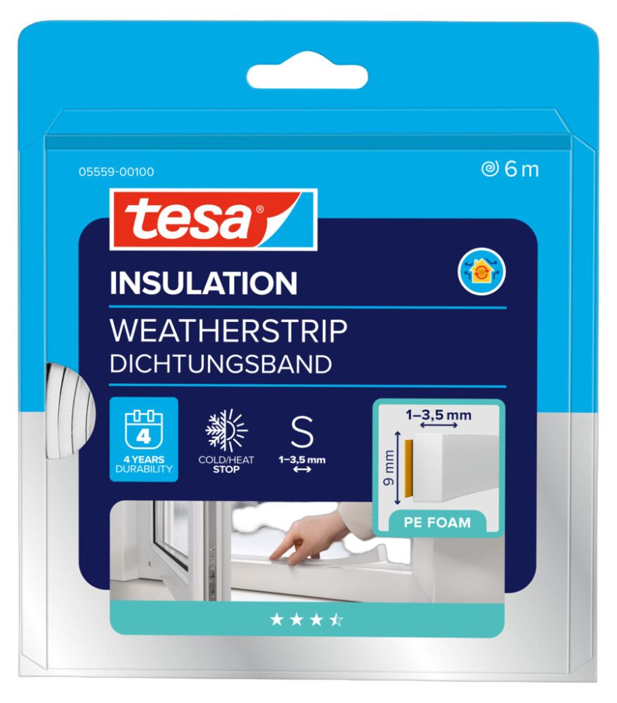 TETNINGSLIST TESA I-PROFIL PVC HVIT 6X0,09 M