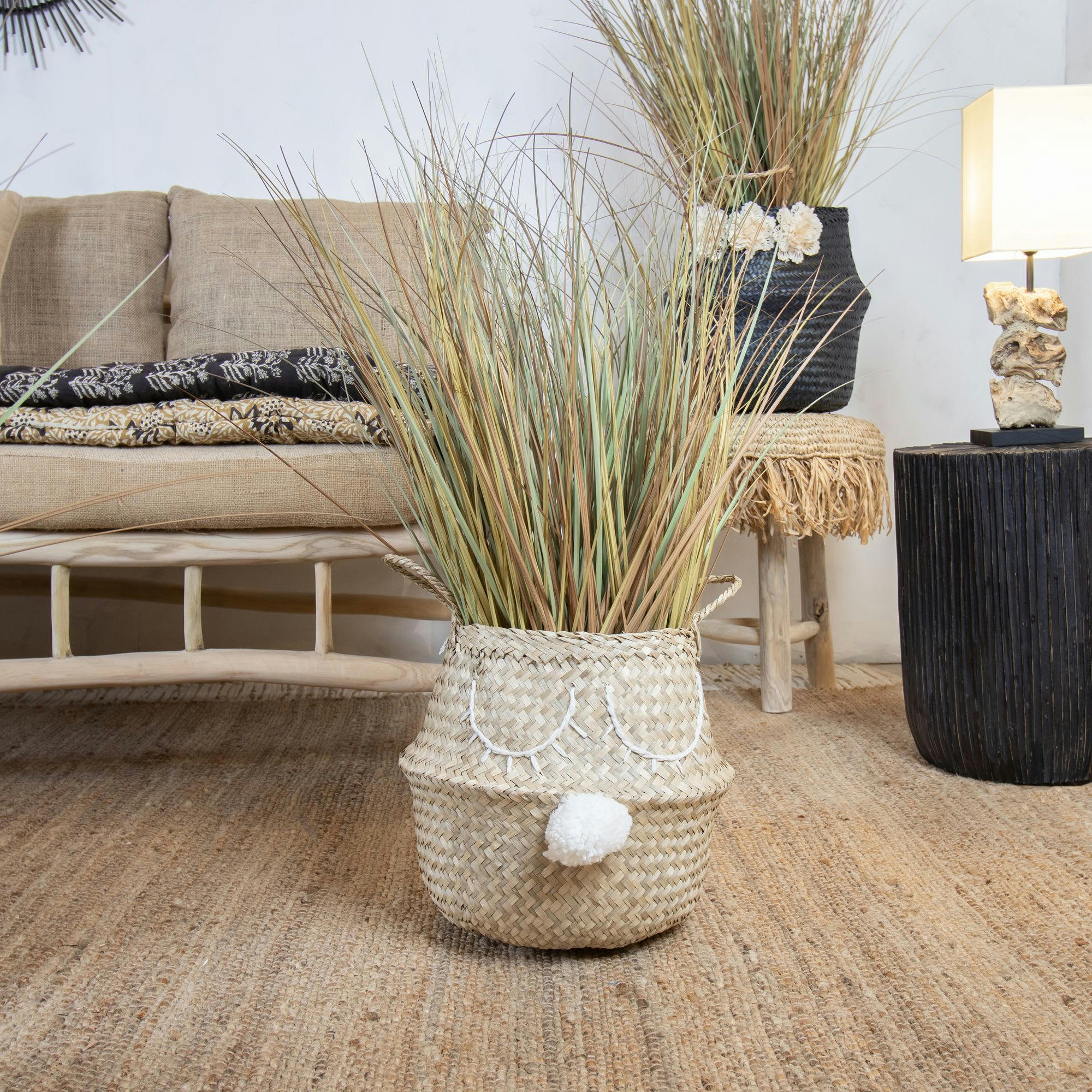 NAXOS - Panier cache-pot en jonc de mer