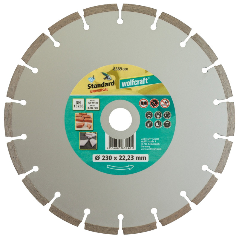 Disque à tronçonner segmenté en diamant Ø 230 mm WOLFCRAFT