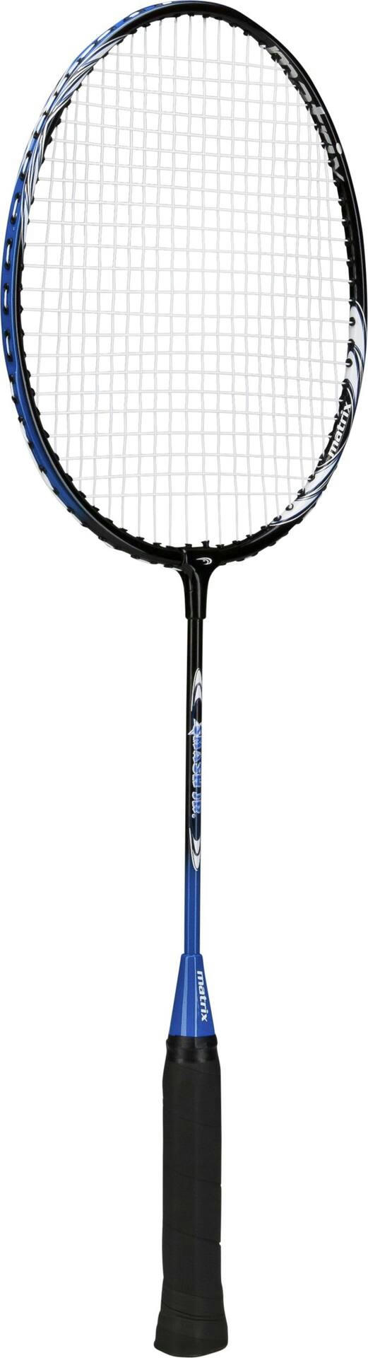 Matrix Smash Junior Kids' Aluminum & Steel Badminton Racquet/Racket, Black/Blue, 23-in