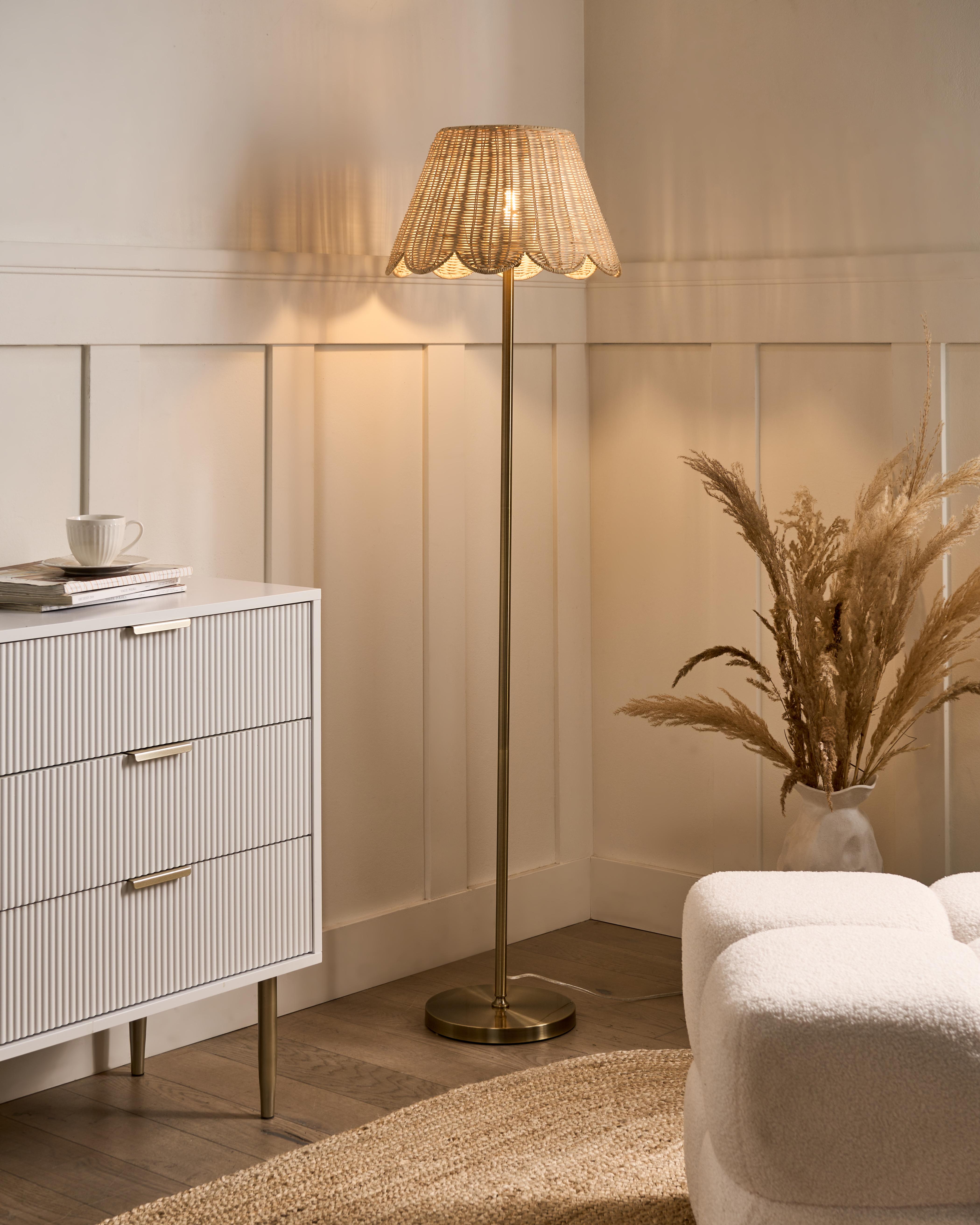 Floor Lamp SALM Rattan Natural