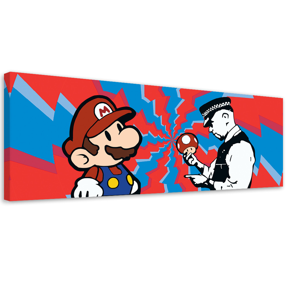 Feeby Obraz na płótnie, Banksy Mario i Policjant 90x30