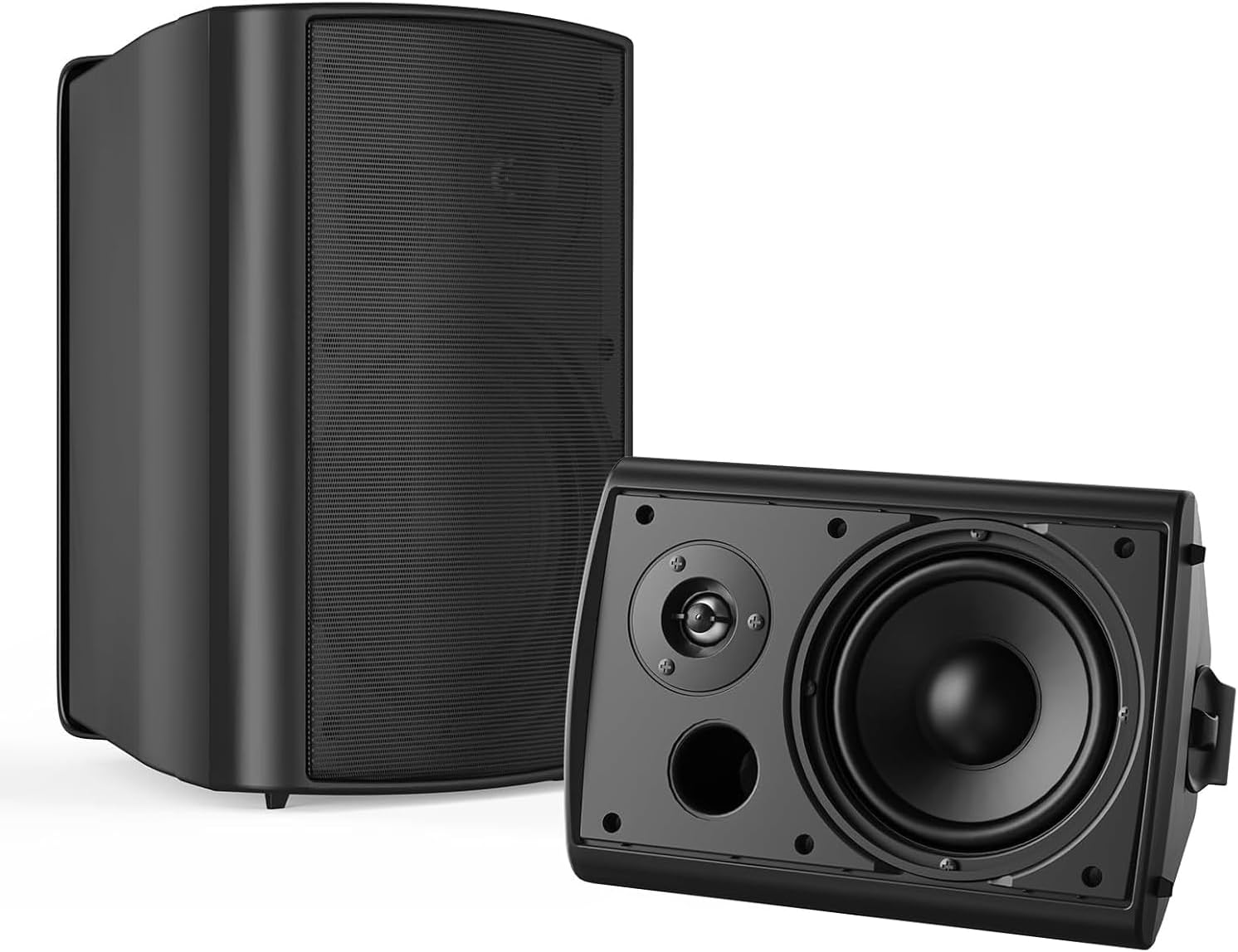 STUDIOFINIX 6.5 Inches Indoor Outdoor Bluetooth Speakers Waterproof Wired Wall Mount Active Speakers 400 Watt for Patio Garage,Deck,Backyard (Black)