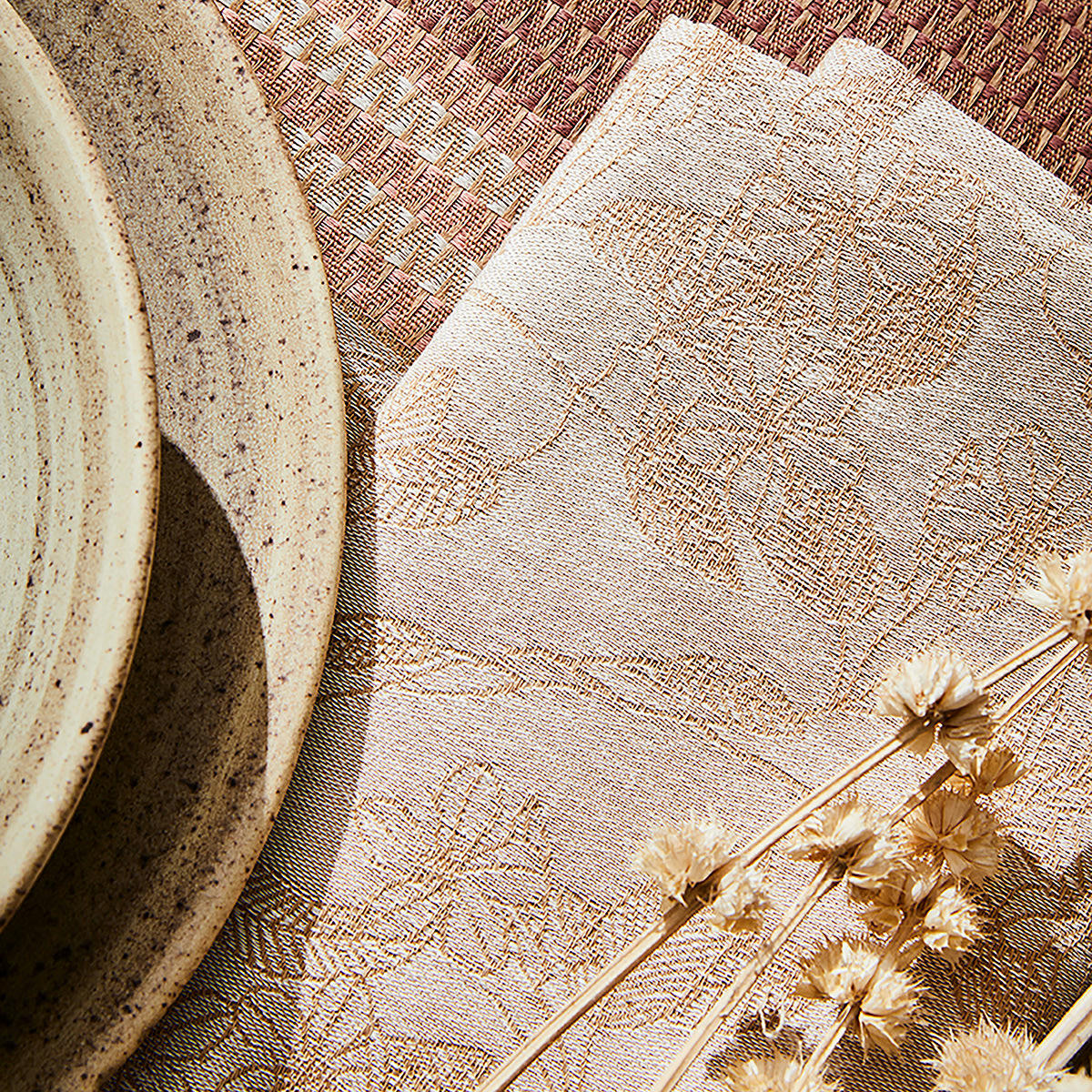 ESSENTIEL GRAVURE - Serviette en coton terre 58 x 58