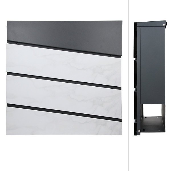 Boîte aux lettres sur pieds boîte postale marbre anthracite avec support argent