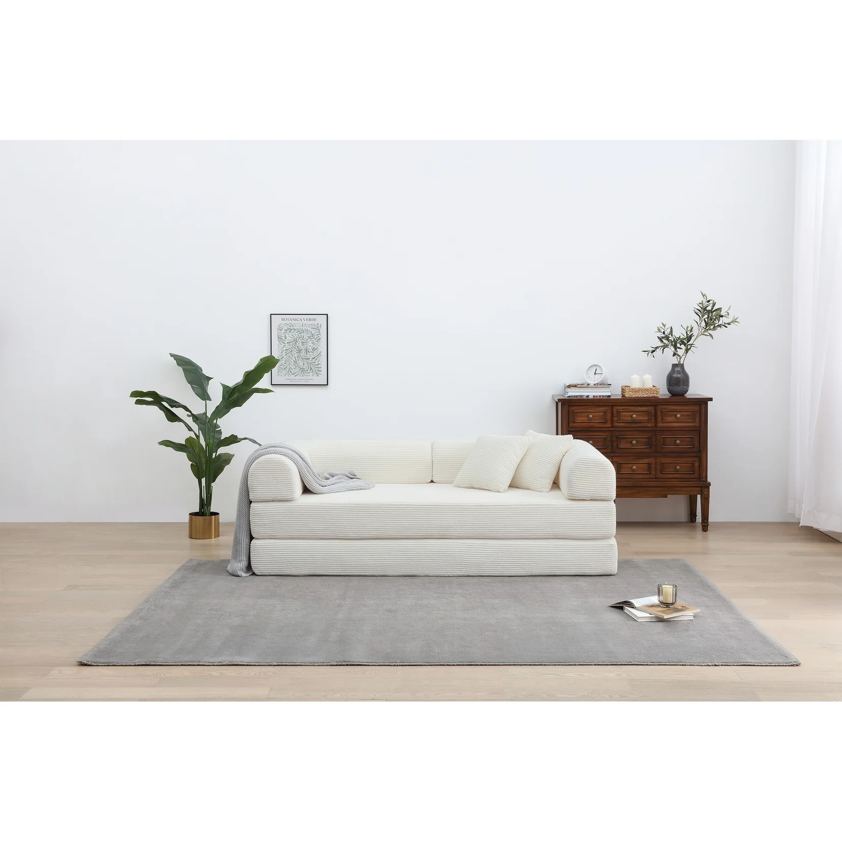 Twilight 2 - Piece Convertible Sleeper Sofa Bed, Corduroy Folding Mattress Couch with Fixed-Shape Framefor Cozy Living Spaces