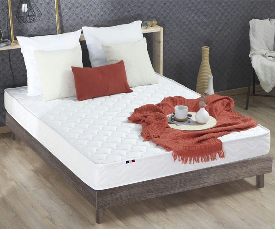 ENSEMBLE KIT INITIAL - Ensemble Matelas accueil latex sommier en Kit Chêne gris 140x190