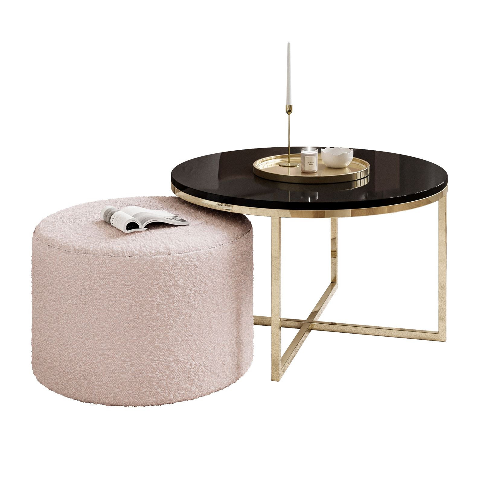 Zestaw CIRI-X czarny połysk z pufą Ascot Pink