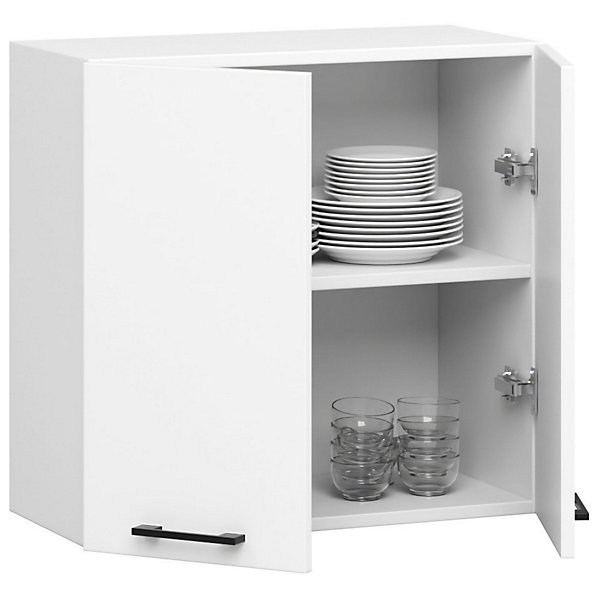Meuble de cuisine haut AKORD W60 OLIWIA modulable Blanc 60 cm 2 portes façade Blanche 2 étagères 60x30x58 cm