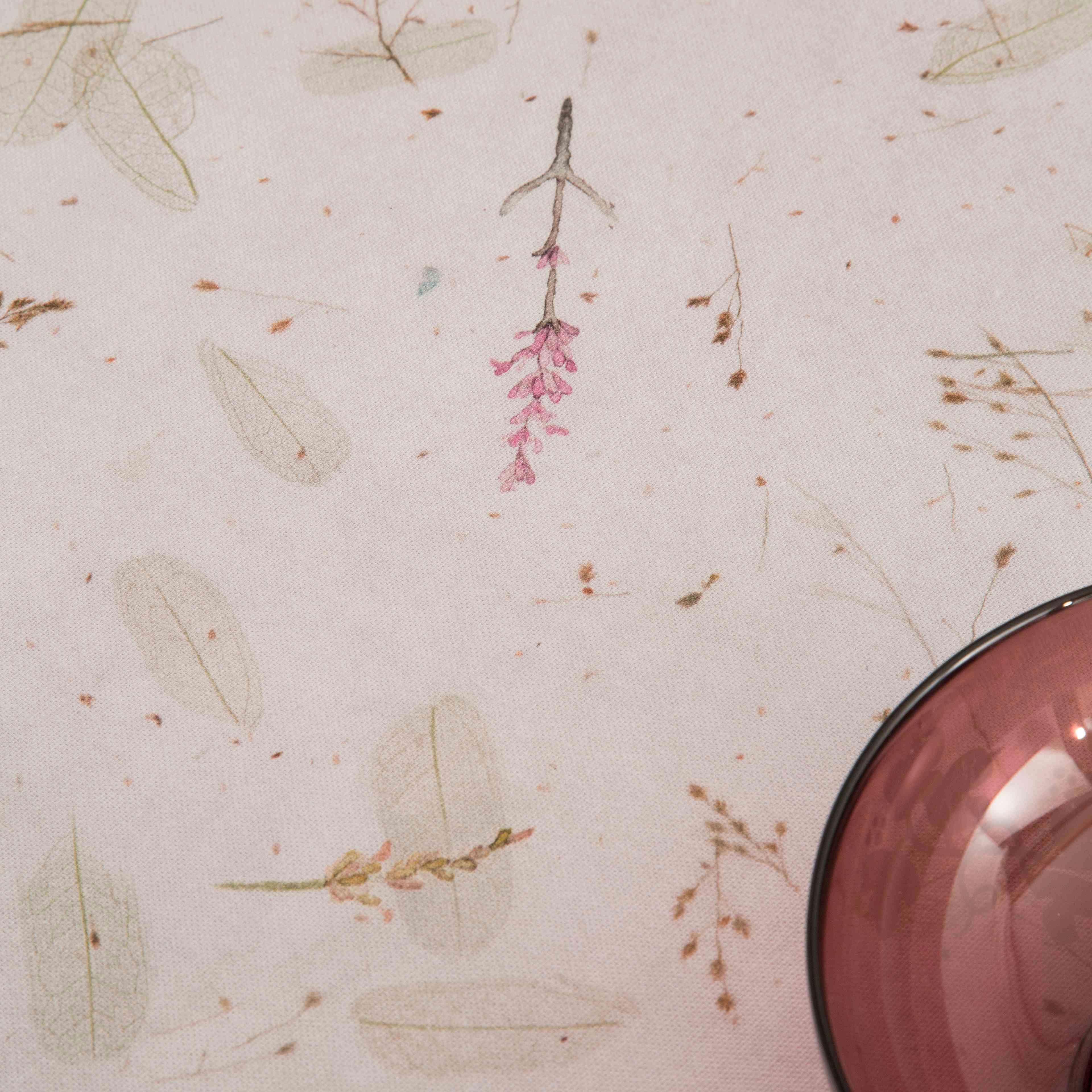 VAPOR - Nappe imprimée blanc avec traitement anti-taches en coton 140x140 cm