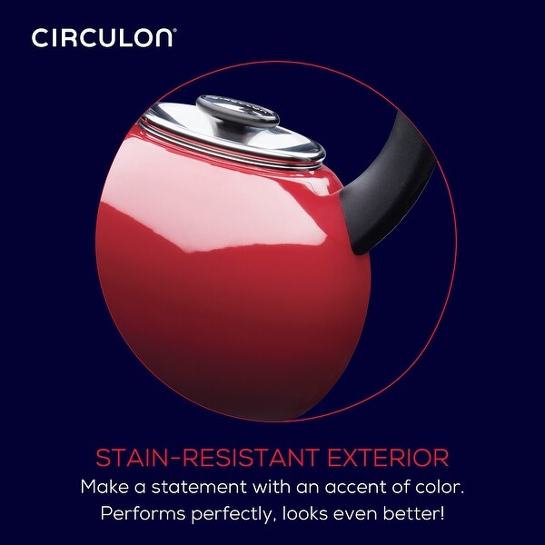 Circulon Enamel on Steel Whistling Induction Teakettle With Flip-Up Spout, 2-Quart, Navy