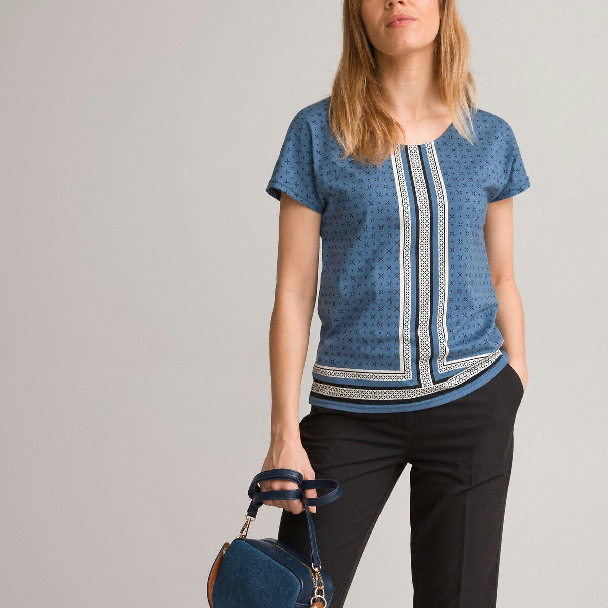 T-shirt imprimé, col rond, manches courtes