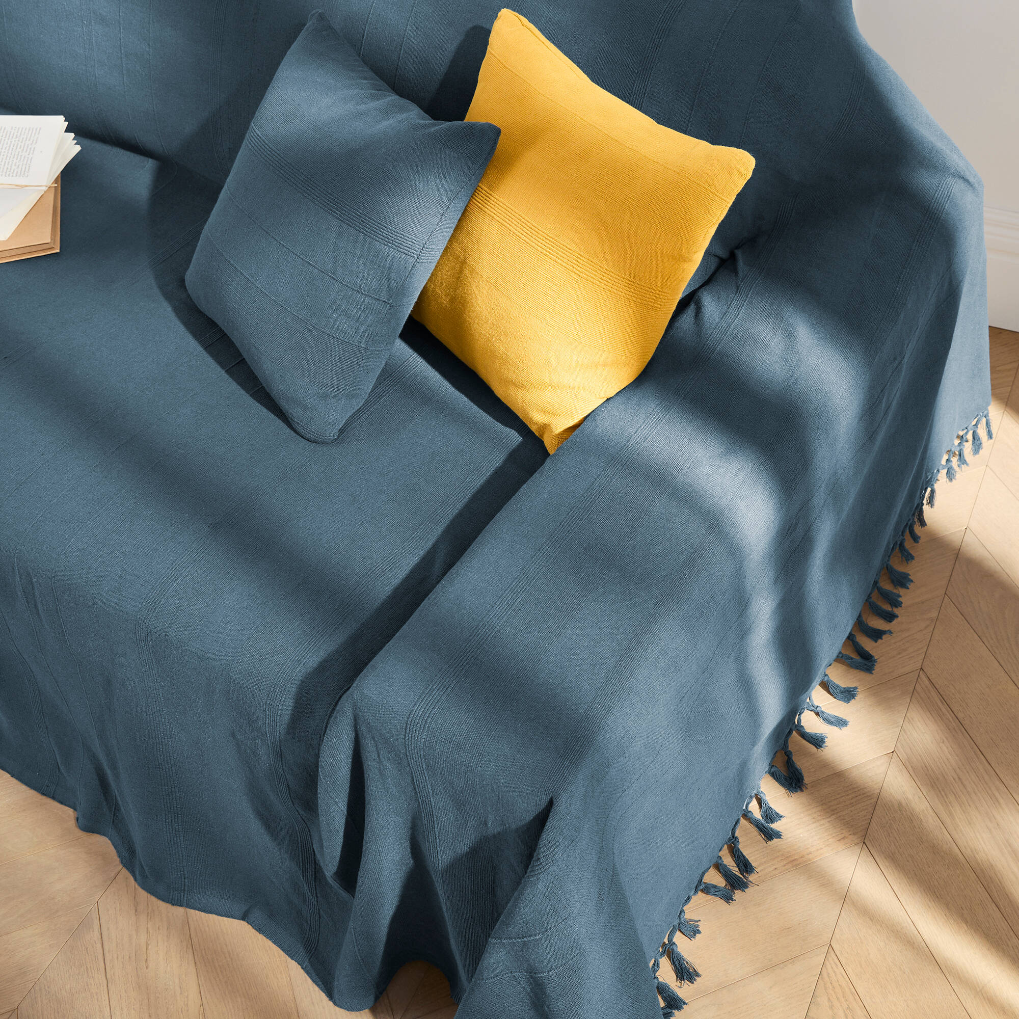Housse coussin unie coton tissage artisanal - lot de 2
