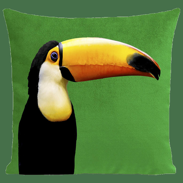 - Coussin tropical toucan suédine vert 40x40cm