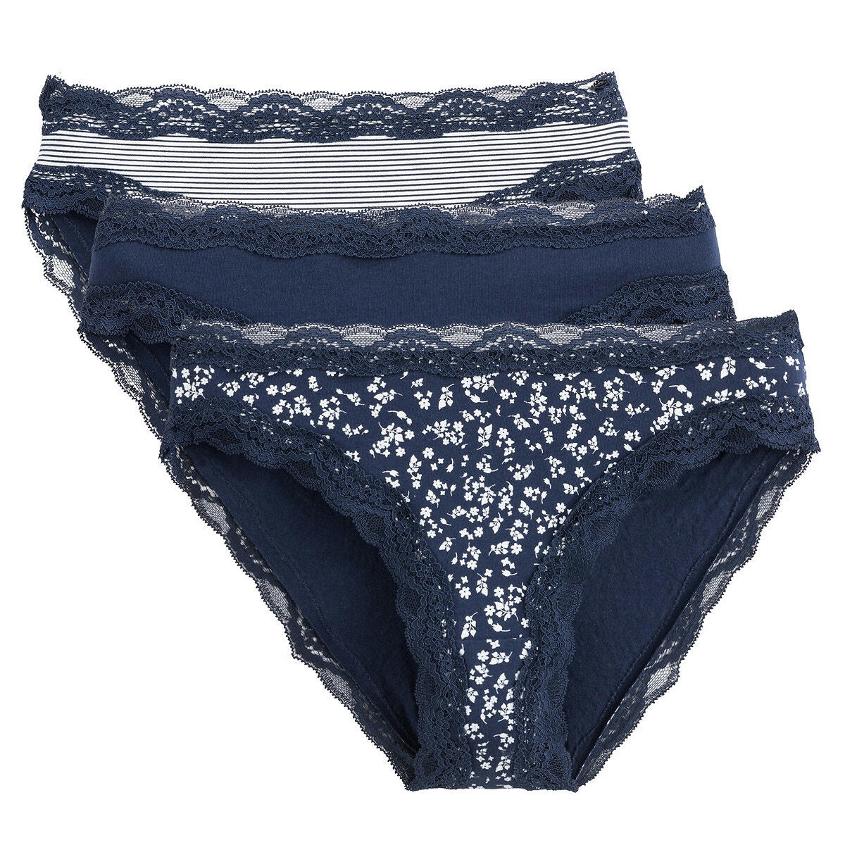 Lot de 3 slips en coton extensible