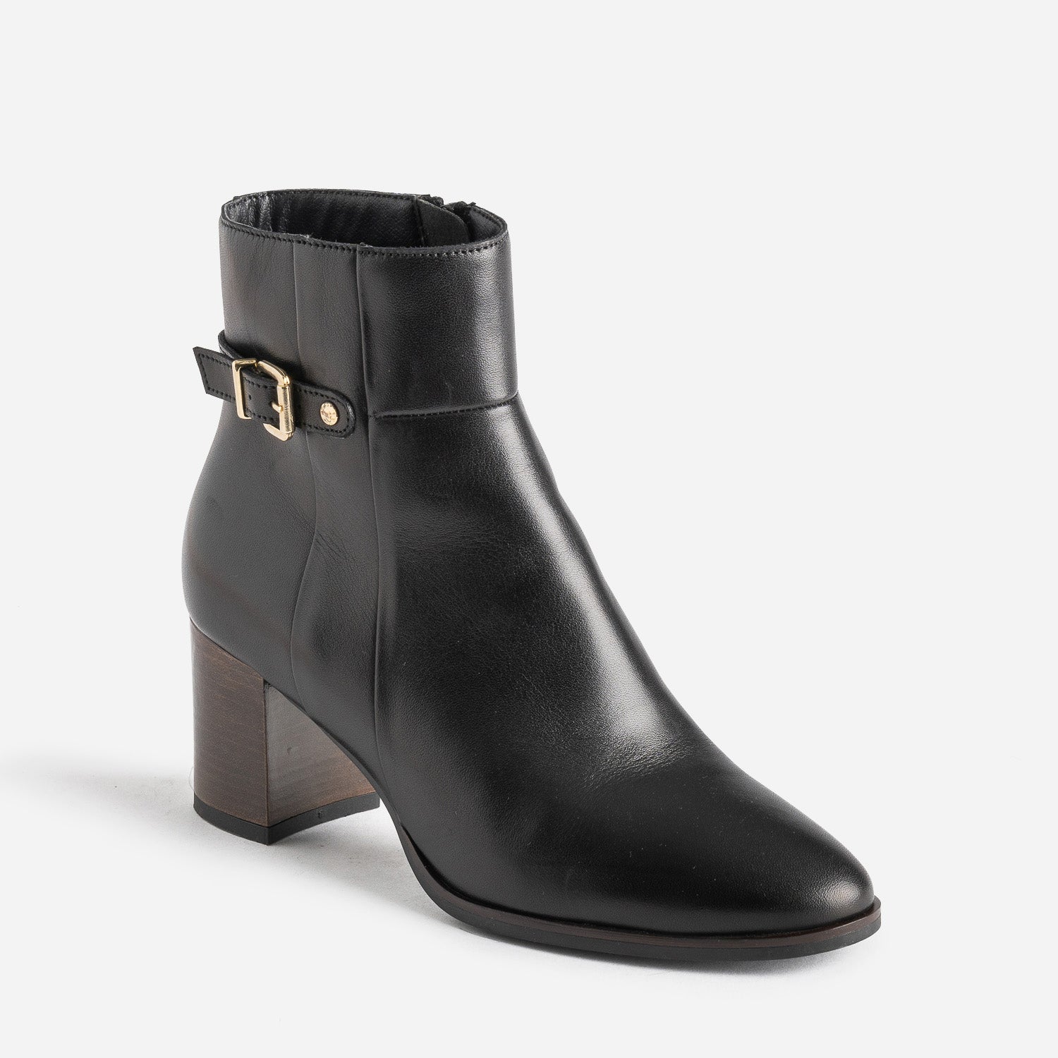 Boots noir éco-conçu en cuir avec bride