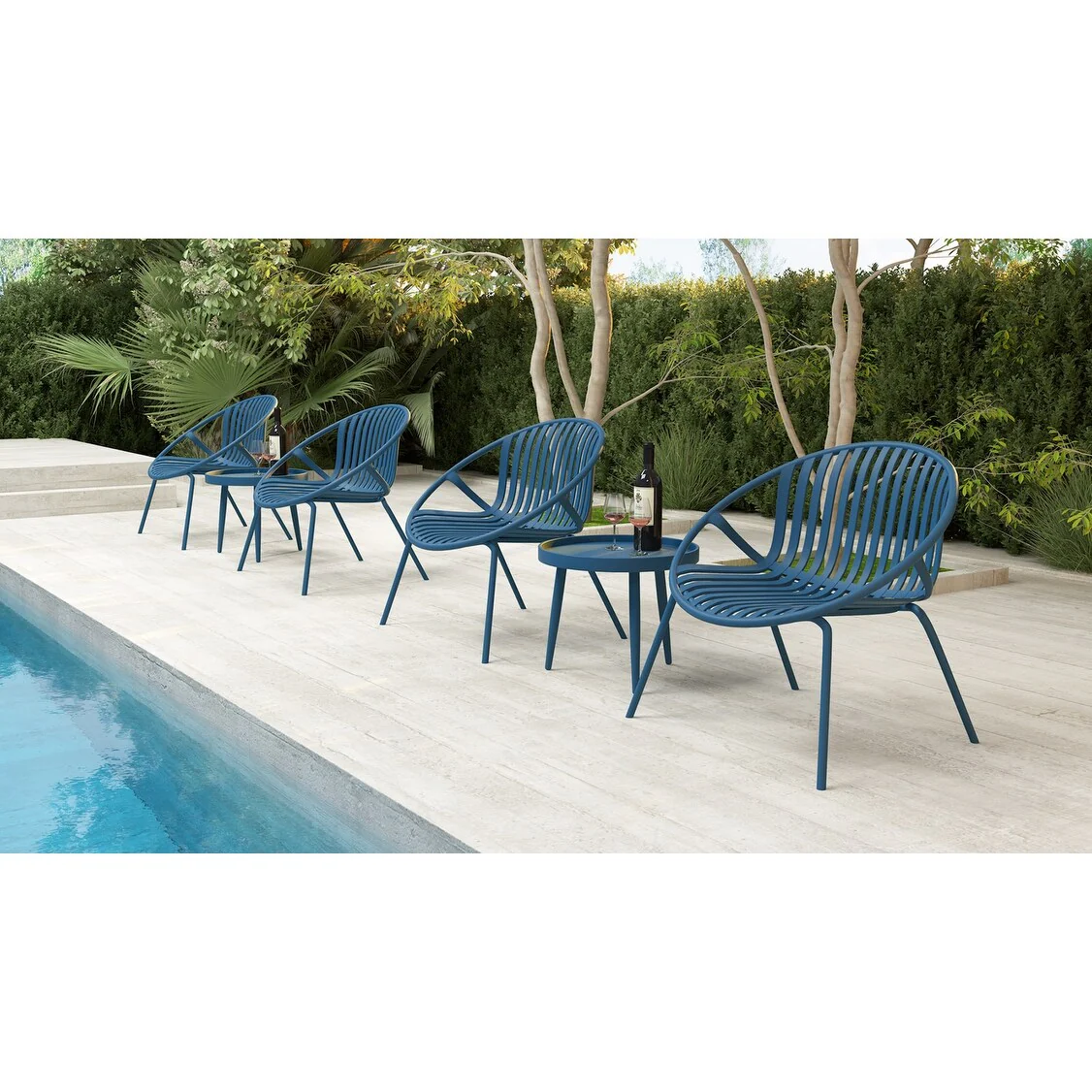 Rio Stackable Modern Lounge Plastic Chair for Indoors or Outdoors - Set of 2