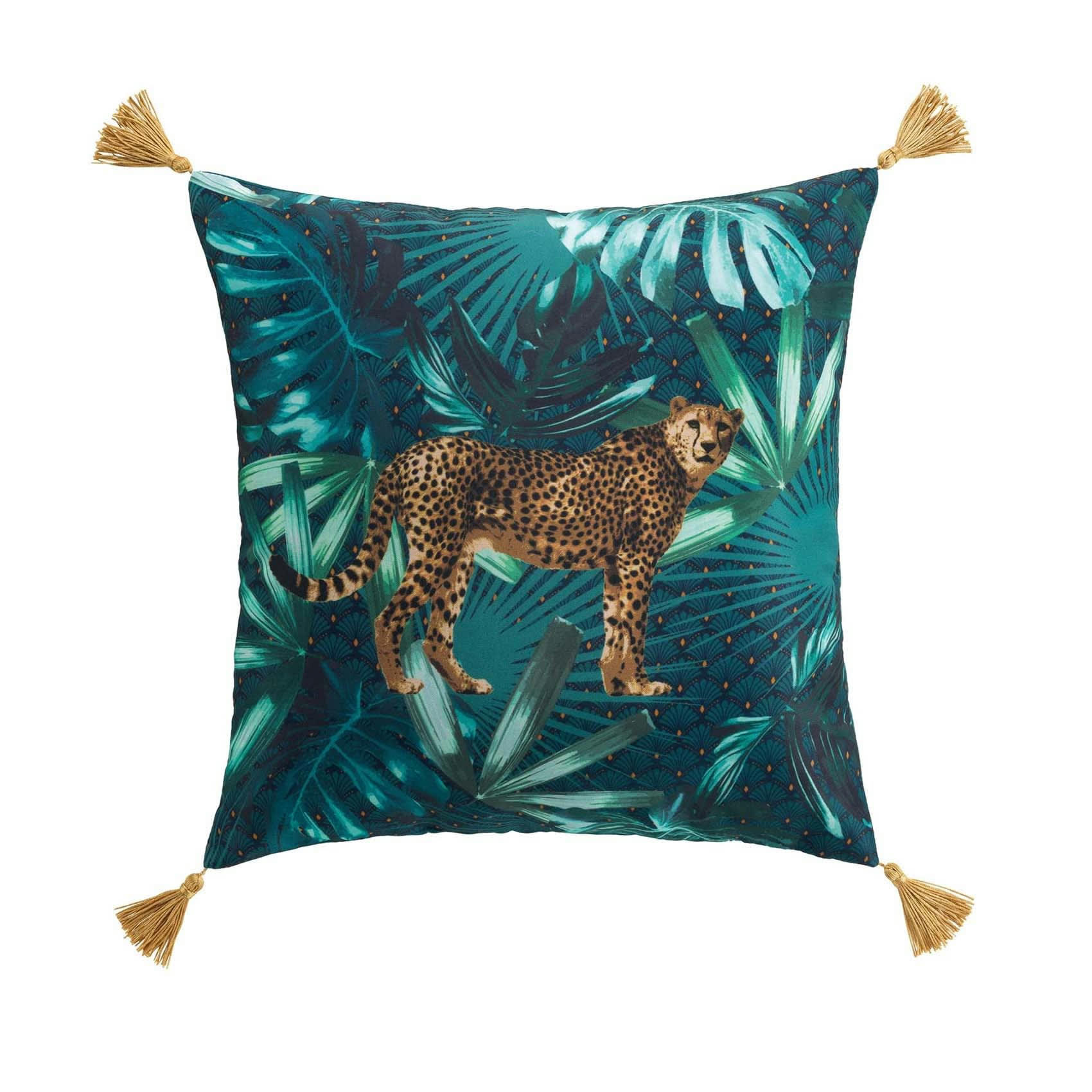 - Coussin jungle avec guépard polyester multicolore 40x40 cm