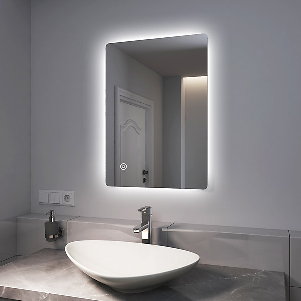 EMKE Miroir lumineux salle de bain Rétro-éclairage 70x50cm,Interrupteur Tactile,Anti-buée,LED Lumière Blanche Froide/Chaude/Neutre