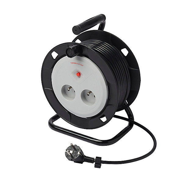 Enrouleur de bricolage H05VVF 3G1mm² 2 prises 15m