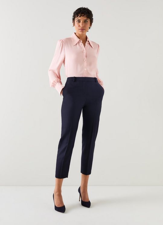 Mariner Navy Polyester-Lenzing? Ecovero? Viscose Blend Trousers