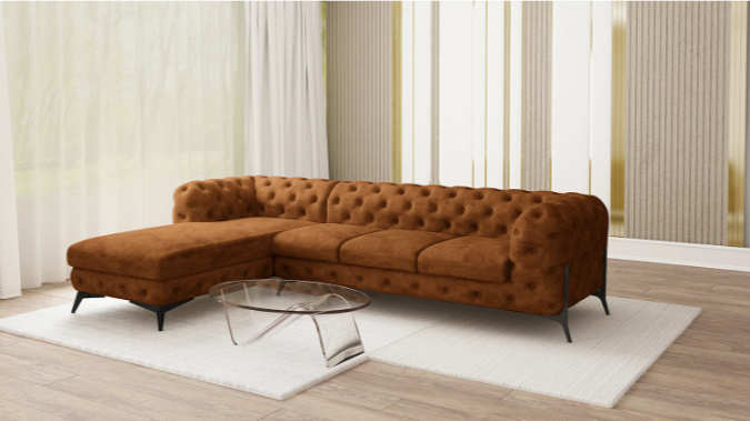 Ropez Chelsea Bis narożnik 323x200 lewy zamsz brązowy