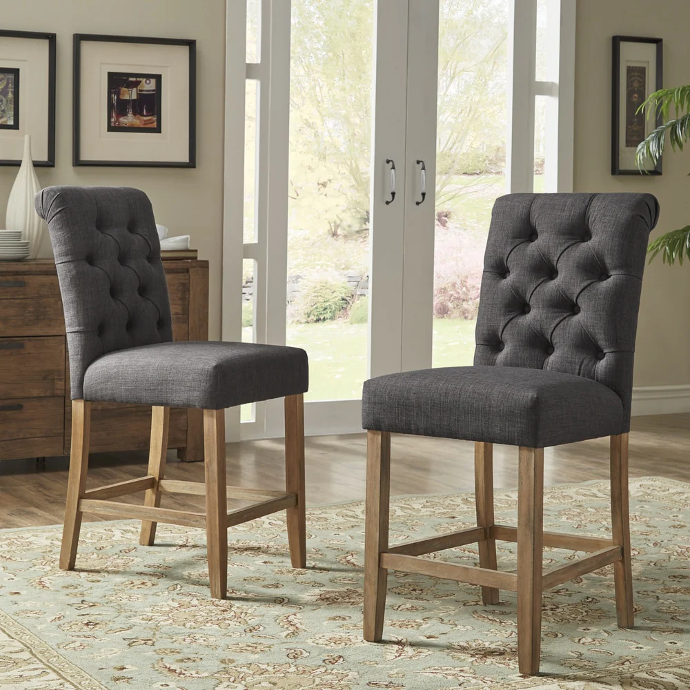 Benchwright Premium Tufted Rolled Back Counter/ Bar Height Stools (Set of 2) by iNSPIRE Q Artisan