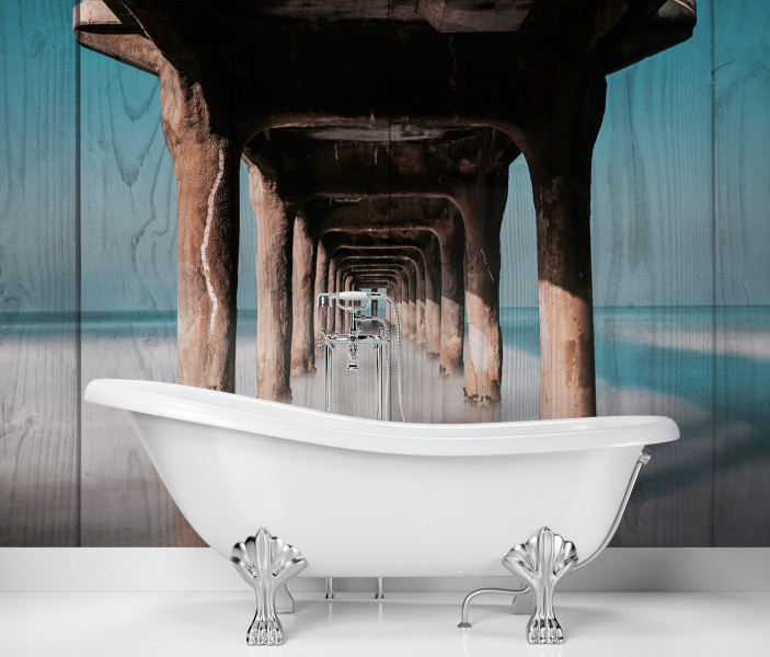 Feeby Fototapeta, Tunel drewniany pod molo 150x105