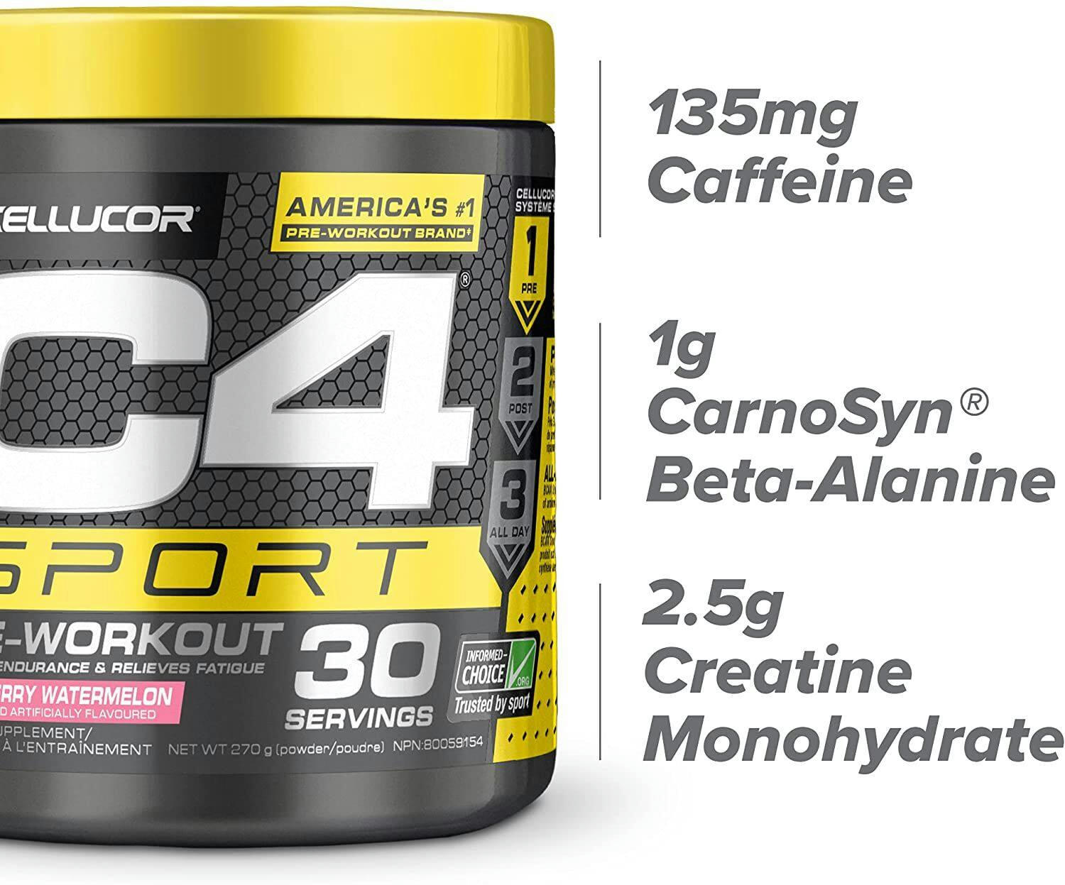 C4 Sport Pre-Workout Supplement Mix, Strawberry-Watermelon