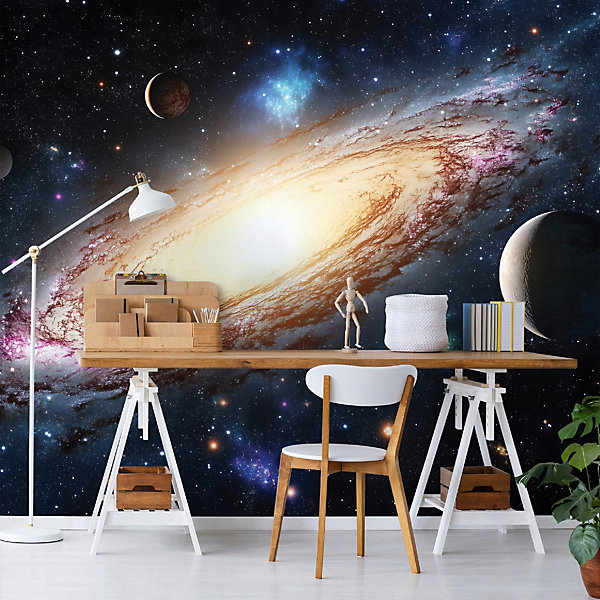 Papier Peint Enfant Cosmos Galaxie Panoramique Intissé 250x175 cm - Colle Inclus - Moderne XXL Papier Peint por Enfant