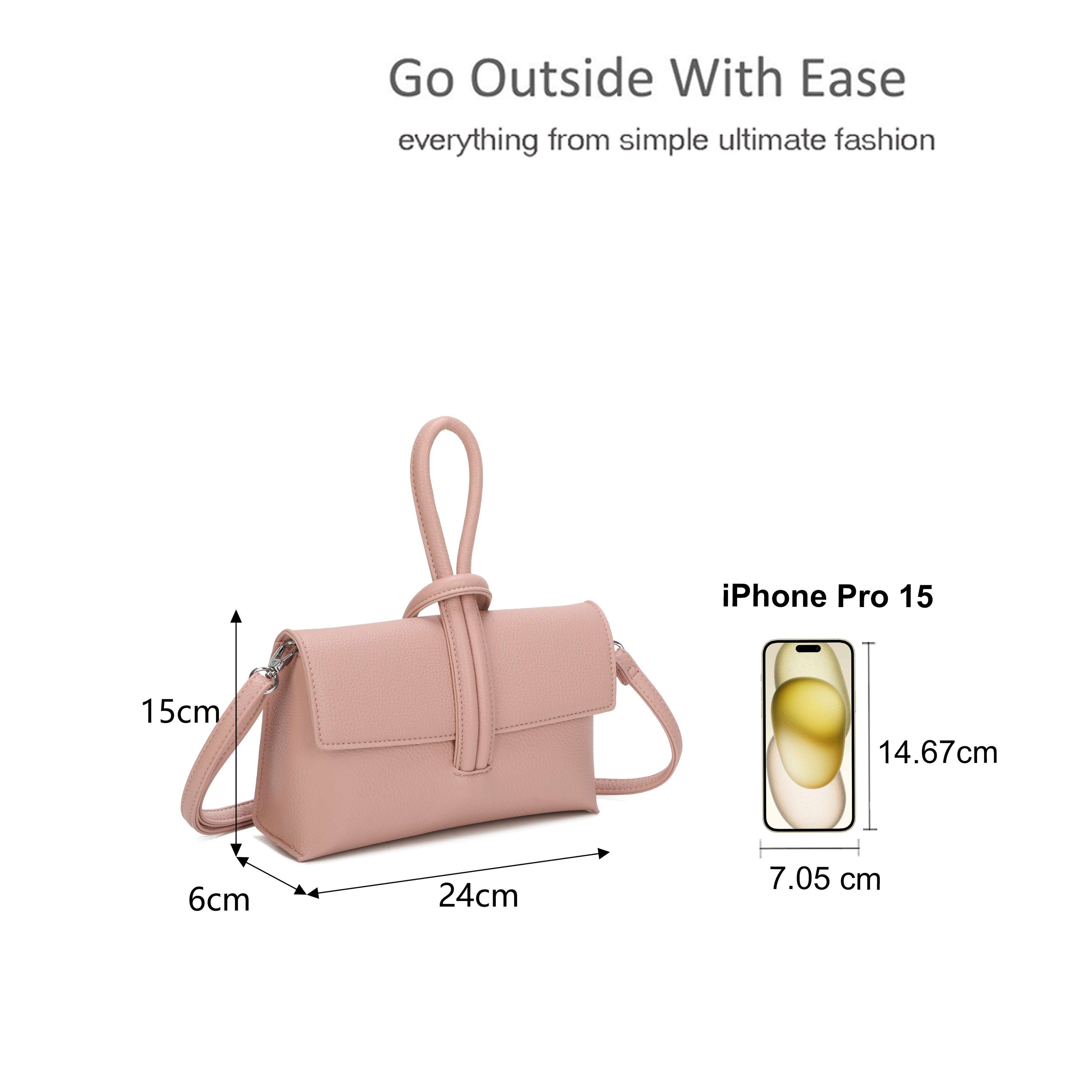 Kitise Elegant Tie Closure Faux Leather Clutch Crossbody Bag